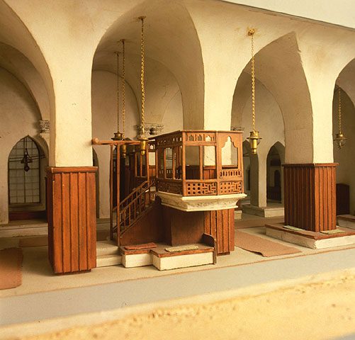 A model of the Aleppo Synagogue, Beit Ha-Tfutsot, Museum of the Jewish People, Tel Aviv, Israel